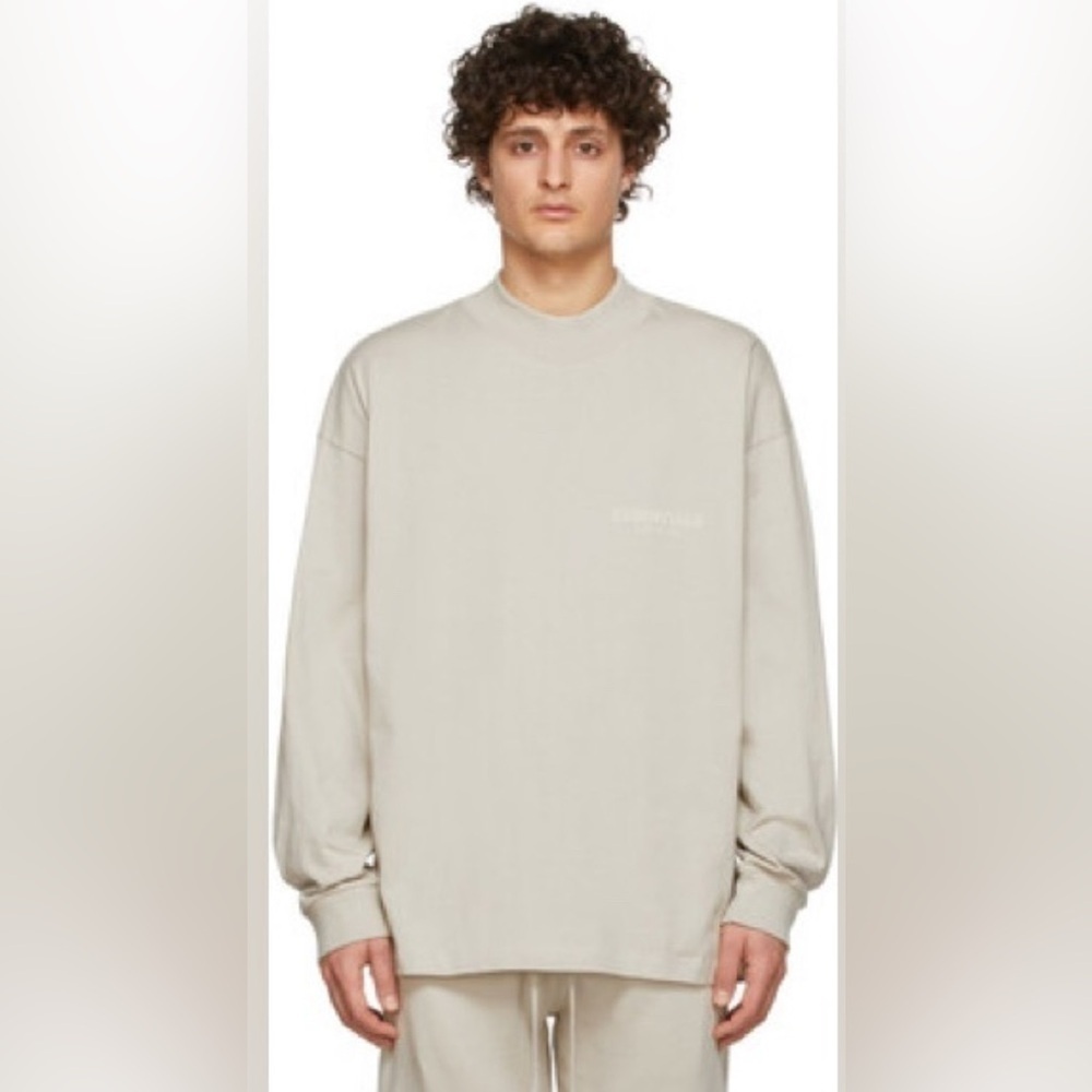 ESSENTIALS Fear of God Beige Khaki Cotton Jersey Long Sleeve T-Shirt Size XL